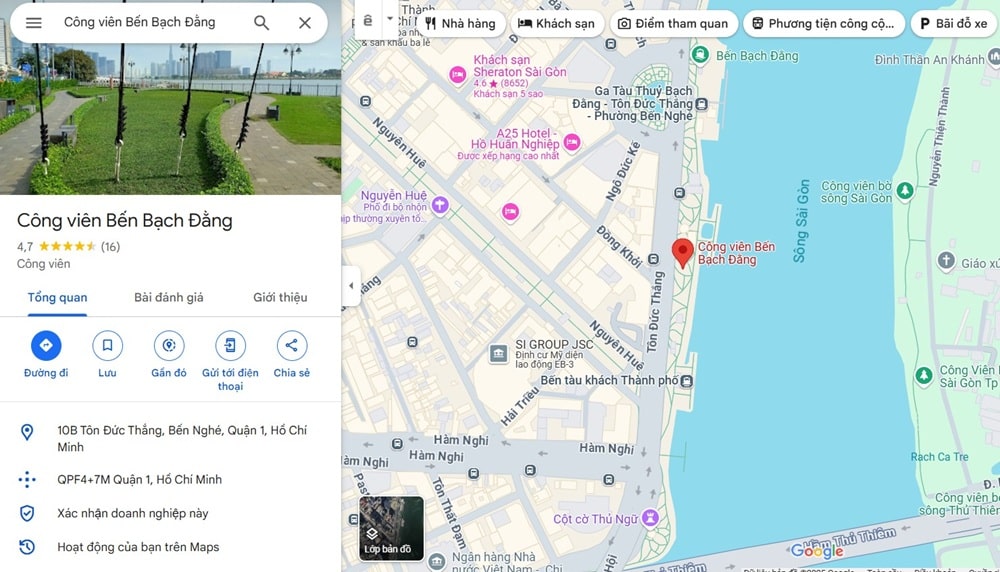 Ký hiệu tự nhiên trên Google Maps
